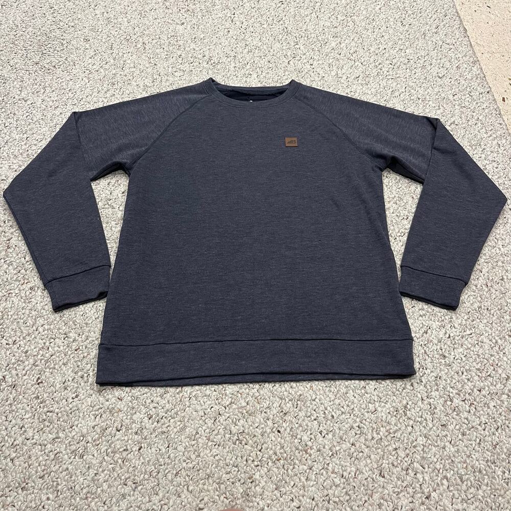 NEW Belong Designs Powell Fleece Crewneck Sweatshirt Mens L Heather Midnight